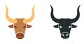 Ox flat vector illustration. Farm bull icon. Bullock or steer head