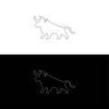 Ox silhouette isolated bulls icons. Vector illustration of a bull.
