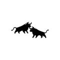 Ox silhouette isolated bulls icons. Vector illustration of a bull.