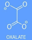 Oxalate anion, chemical structure. Oxalate salts can form kidney stones. Skeletal formula.