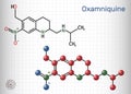 Oxamniquine molecule. It is member of quinolines, anthelmintic with schistosomicidal activity against Schistosoma