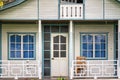 Wooden house in pastel colours in Oxapampa city