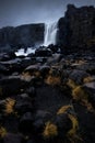 Oxarafoss waterfall in the Thingvellir National Park, Iceland Royalty Free Stock Photo