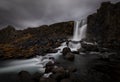 Oxararfoss, a great waterfall in thingvellir Royalty Free Stock Photo
