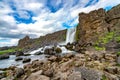 Oxararfoss, in Thingvellir national park, is a popular waterfall for tourists