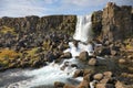 Oxararfoss waterfall in Thingvellir National Park, Iceland Royalty Free Stock Photo