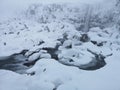 Oxararfoss waterfall in winter. Iceland