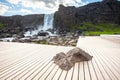 Oxararfoss waterfall in Thingvellir national park Royalty Free Stock Photo