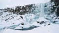 Oxararfoss Waterfall In Winter, Thingvellir National Park, Iceland