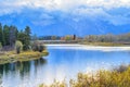 Oxbow Bend in Grand Teton National Park during autumn in Wyoming Royalty Free Stock Photo