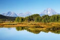 Oxbow Bend Sunrise Autumn Colors, Grand Teton National Park, Wyo Royalty Free Stock Photo