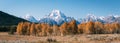 Oxbow Bend viewpoint on panorama of mt. Moran and wildlife, Grand Teton National park, Wyoming Royalty Free Stock Photo