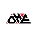 OXE triangle letter logo design with triangle shape. OXE triangle logo design monogram. OXE triangle vector logo template with red Royalty Free Stock Photo