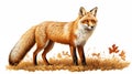 foxes on white background, they are small to medium-sized, omnivorous mammals