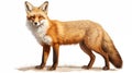 foxes on white background, they are small to medium-sized, omnivorous mammals