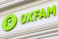 Oxfam Logo on a Shopfront Royalty Free Stock Photo