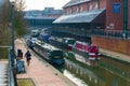 Oxford Canal in Banbury with barges