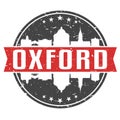 Oxford England Round Travel Stamp. Icon Skyline City Design. Seal Tourism Badge Illustration Clip Art.