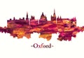 Oxford England skyline in red