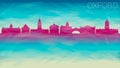 Oxford England Skyline Vector Silhouette City. Broken Glass Abstract Textured. Banner Background Colorful Shape Composition.