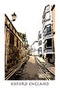 Oxford England. Travel illustration. Architecture.