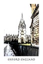 Oxford England. Travel illustration. Architecture.