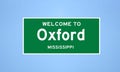 Oxford, Mississippi city limit sign. Town sign from the USA.