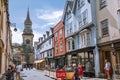 Oxford, Old street of Oxford with cafes and student\'s accommodation houses Royalty Free Stock Photo