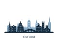 Oxford skyline, monochrome silhouette. Royalty Free Stock Photo