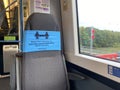 Oxford, UK - August 2020: Covid social distancing measures on a train