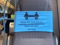 Oxford, UK - August 2020: Covid social distancing measures on a train