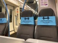 Oxford, UK - August 2020: Covid social distancing measures on a train