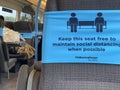 Oxford, UK - August 2020: Covid social distancing measures on a train