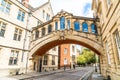 OXFORD, UNITED KINGDOM - AUG 29 2019 : The Bridge of Sighs connecting two buildings at Hertford College