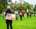 Oxford, United Kingdom - November 1, 2020: Polish pro choice protest in University Parks Oxford, people protesting against the