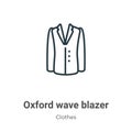 Oxford wave blazer outline vector icon. Thin line black oxford wave blazer icon, flat vector simple element illustration from