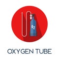 Oxgen cylinder tank to help breathing Hospital equipment long shadow flat style medic icon illustration