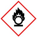 Oxidising gases, oxidising liquids, oxidising solids pictogram Royalty Free Stock Photo