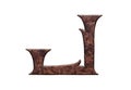 Oxidized ancient letter.Decorative beveled font.