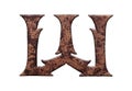 Oxidized ancient letter.Decorative beveled font.