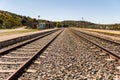 Oxidized railway tracks next to the abandoned Rio Tajo train station, near Garrovillas de Alconetar Royalty Free Stock Photo