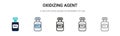 Oxidizing agent icon in filled, thin line, outline and stroke style. Vector illustration of two colored and black oxidizing agent