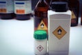 oxidizing agent symbol on bottle chemical ,warning symbol Royalty Free Stock Photo