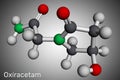 Oxiracetam molecule. It is is a nootropic drug of the racetam family, very mild stimulant. Molecular model. 3D rendering