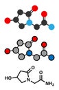 Oxiracetam nootropic drug molecule. Stylized 2D renderings and conventional skeletal formula.