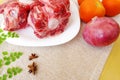 Oxtail raw & vegetables Royalty Free Stock Photo