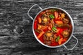 Oxtail stew with vegetables, herbs, red wine Royalty Free Stock Photo