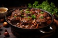 Oxtails of long cooking in a saucepan Royalty Free Stock Photo