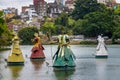 Oxum, Xango, Oxossi and Oxala Orixas Statues of Candomble traditional African saints in Dique do Tororo - Salvador, Bahia, Brazil