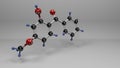 Oxybenzone 3D molecule illustration.